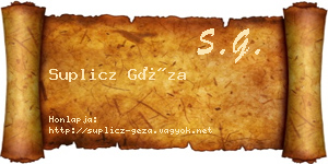 Suplicz Géza névjegykártya