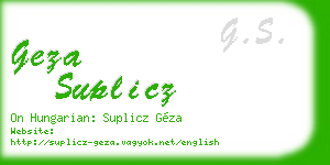 geza suplicz business card